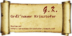 Grünauer Krisztofer névjegykártya